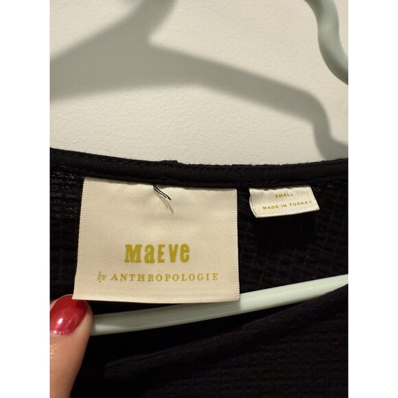 Anthropologie Maeve Womens Small Claire Black Textured Knit Pullover Top Shirt - Picture 5 of 8